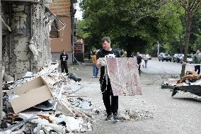 Impact of Russian overnight attack in Shevchenkivskyi district of Kyiv